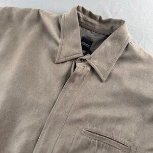 SLATES by DOCKERS Men's XL Faux Suede Button Down Shirt NWT Classic Preppy